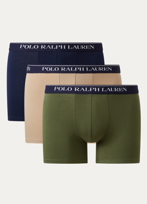 Ralph Lauren Boxer met logoband in 3-pack - voorkant 2 legergroen