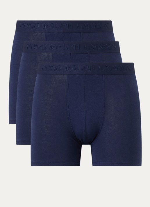 Ralph Lauren Boxer met logoband in 3-pack - voorkant 2 donkerblauw