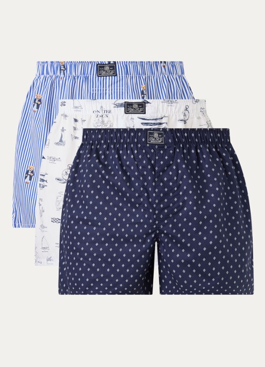 Ralph Lauren Boxershort met print in 3-pack  - voorkant indigo