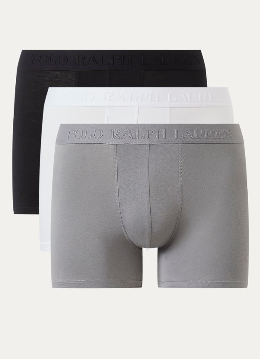 Ralph Lauren Boxershorts met logoband in 3-pack - voorkant zwart