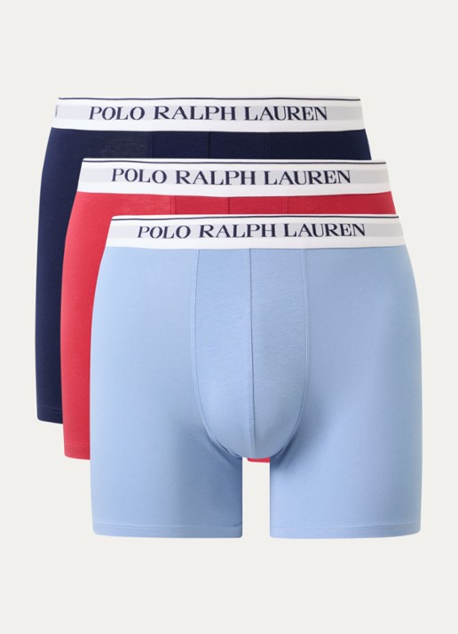 Ralph Lauren Boxershorts met logoband in 3-pack - voorkant donkerblauw