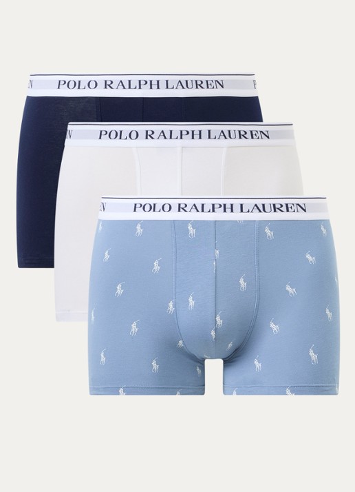 Ralph Lauren Boxershorts met logoband in 3-pack - voorkant 3 blauw
