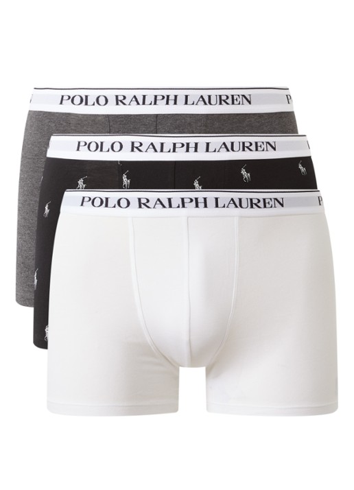 Ralph Lauren Boxershorts met logoband in 3-pack - voorkant 3 wit