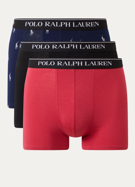 Ralph Lauren Boxershorts met logoband in 3-pack - voorkant zwart