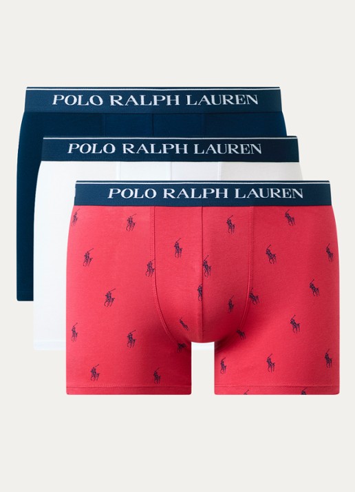 Ralph Lauren Boxershorts met logoband in 3-pack - voorkant rood