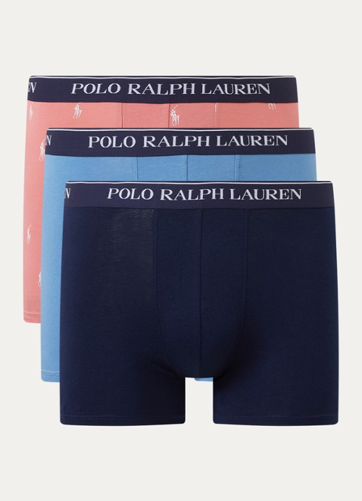 Ralph Lauren Boxershorts met logoband in 3-pack - voorkant donkerblauw