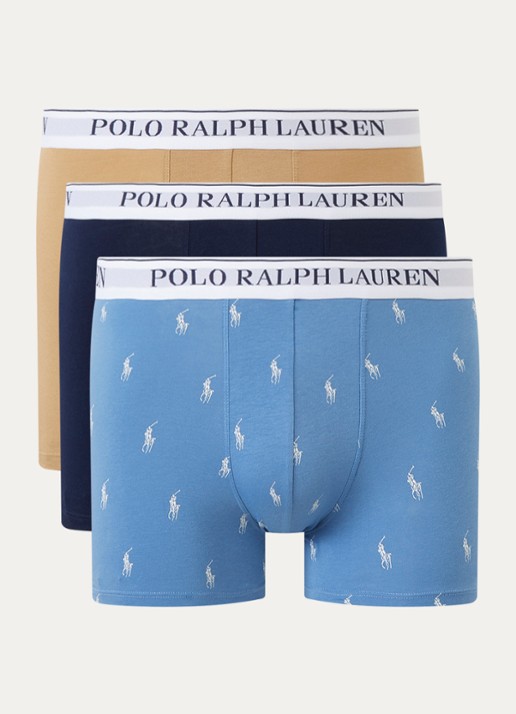 Ralph Lauren Boxershorts met logoband in 3-pack - voorkant 3 blauw