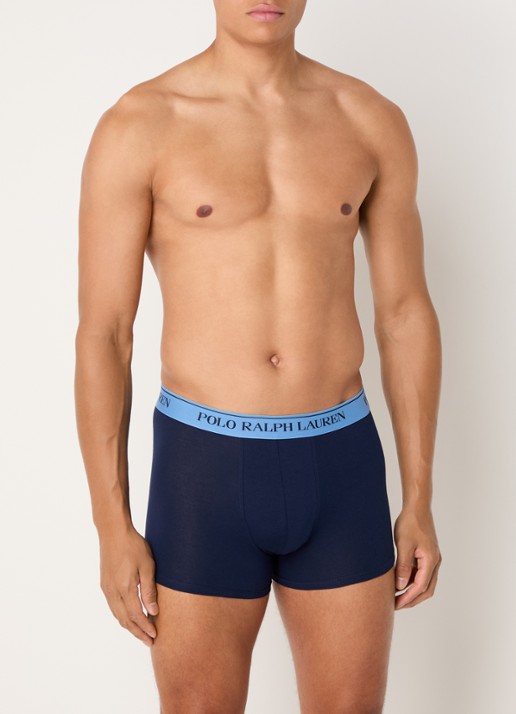 Ralph Lauren Boxershorts met logoband in 3-pack - voorkant 4 donkerblauw
