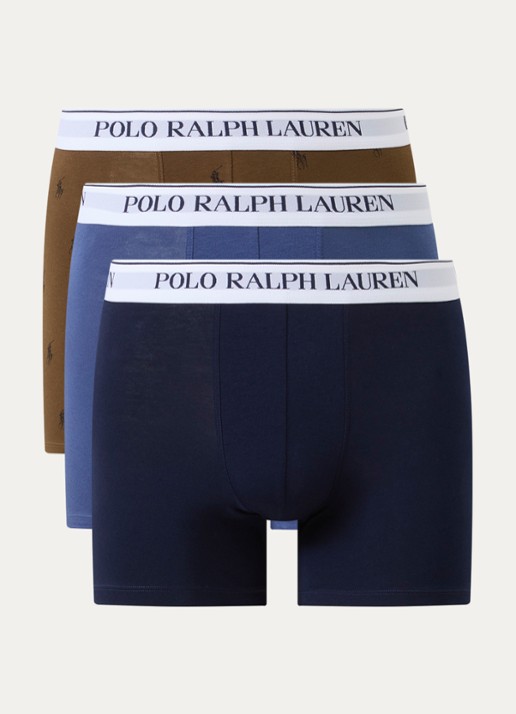 Ralph Lauren Boxershorts met logoband in 3-pack - voorkant 2 bruin