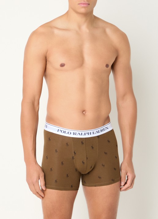 Ralph Lauren Boxershorts met logoband in 3-pack - voorkant 3 bruin