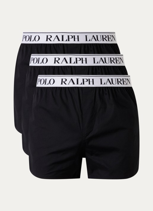 Ralph Lauren Boxershorts met logoband in 3-pack - voorkant zwart