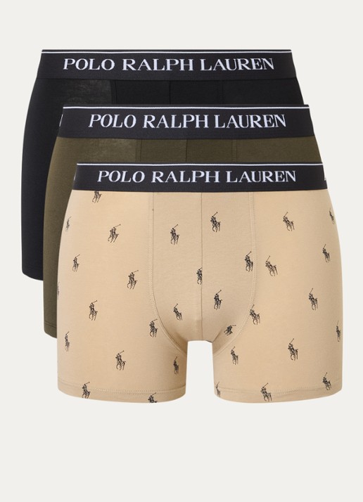 Ralph Lauren Boxershorts met logoband in 3-pack - voorkant 3 khaki