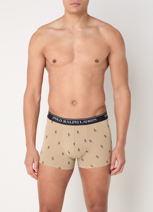 Ralph Lauren Boxershorts met logoband in 3-pack - voorkant 4 khaki
