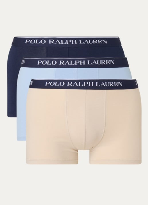 Ralph Lauren Boxershorts met logoband in 3-pack - voorkant 5 zand