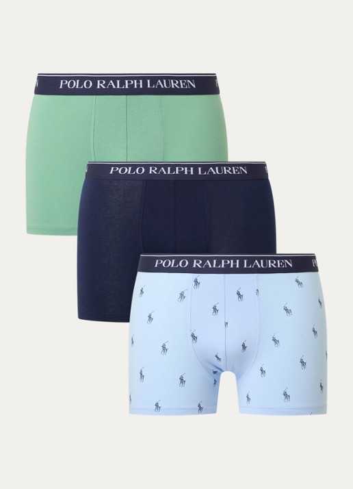 Ralph Lauren Boxershorts met logoband in 3-pack - voorkant 2 donkerblauw