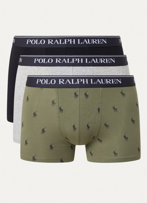 Ralph Lauren Boxershorts met logoband in 3-pack - voorkant 2 olijfgroen