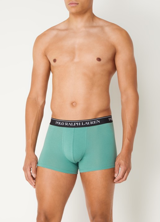 Ralph Lauren Boxershorts met logoband in 3-pack - voorkant 4 mosgroen