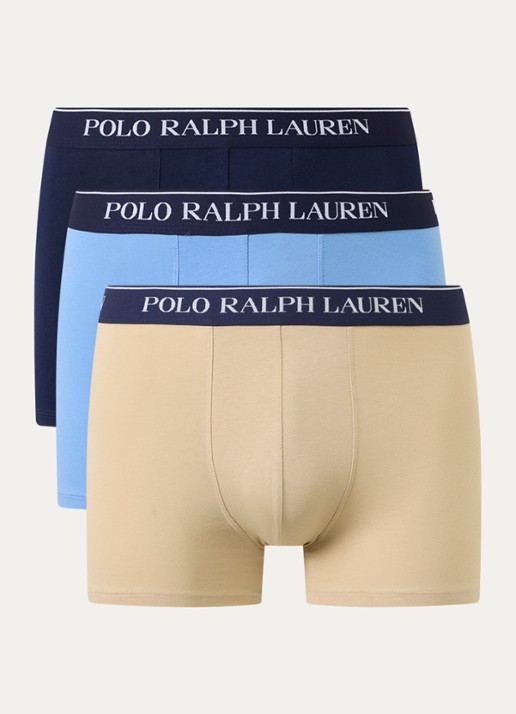 Ralph Lauren Boxershorts met logoband in 3-pack - voorkant 2 beige
