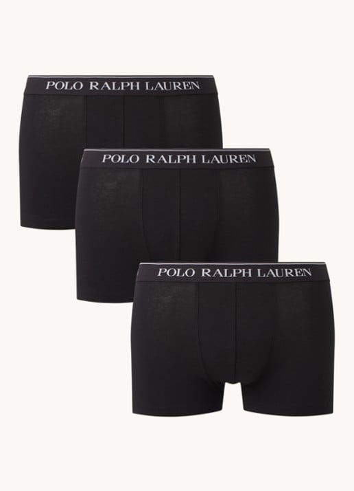 Ralph Lauren Boxershorts met logoband in 3-pack - voorkant zwart