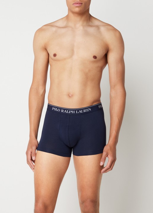 Ralph Lauren Boxershorts met logoband in 3-pack - voorkant 3 kobaltblauw