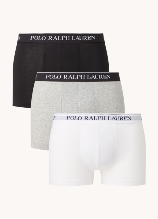 Ralph Lauren Boxershorts met logoband in 3-pack - voorkant 3 3pk white/polo blk/andover htr