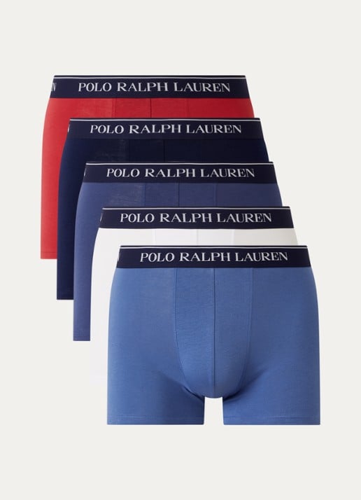 Ralph Lauren Boxershorts met logoband in 5-pack - voorkant wit