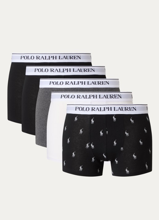 Ralph Lauren Boxershorts met logoband in 5-pack - voorkant 2 donkergrijs