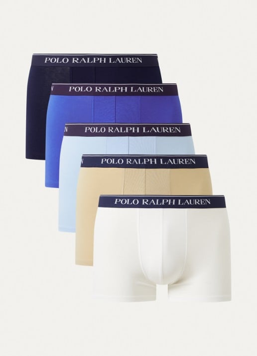 Ralph Lauren Boxershorts met logoband in 5-pack - voorkant 3 beige