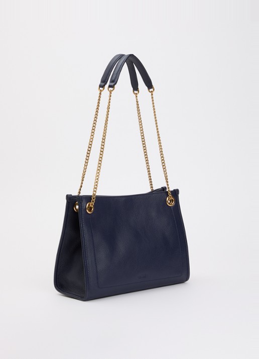 Ralph Lauren Bradley Medium schoudertas van leer - achterkant 2 donkerblauw