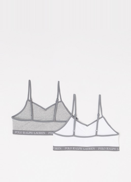 Ralph Lauren Bralette met logoband in 2-pack - voorkant 2 grijs