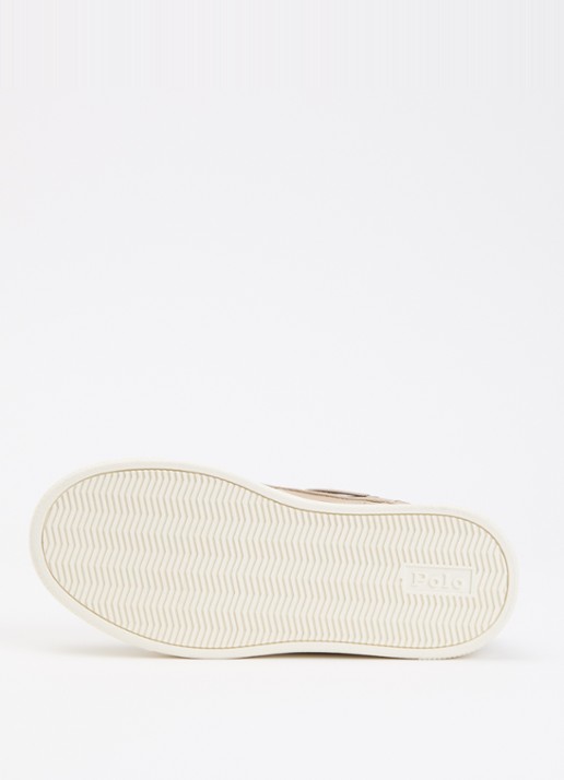Ralph Lauren Briar Boat bootschoen van canvas met logo - detail 4 lichtbruin