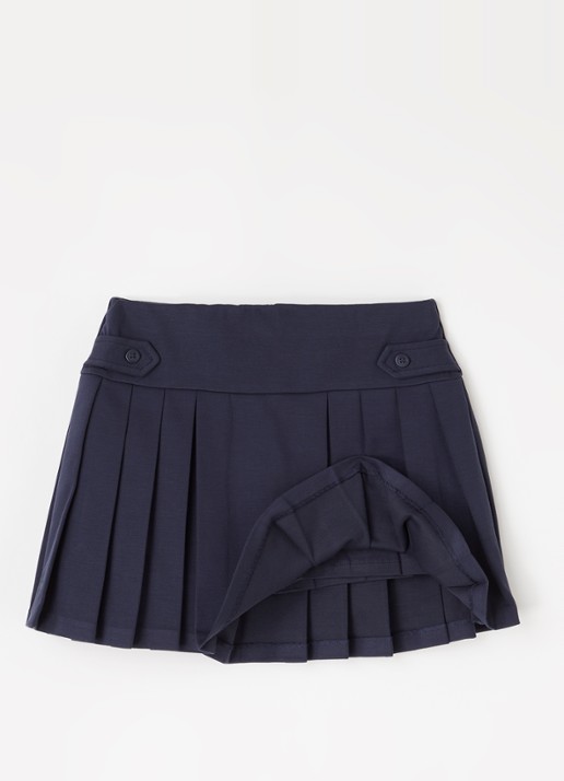 Ralph Lauren Broekrok van jersey met plooidetail  - voorkant 3 donkerblauw