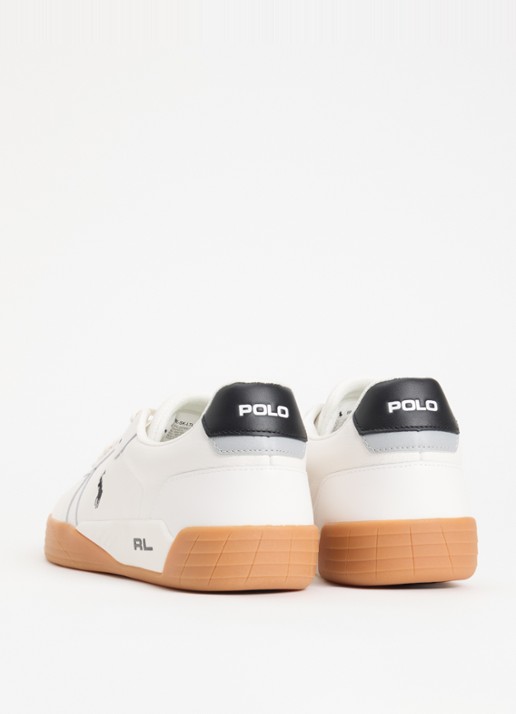Ralph Lauren Broome sneaker van leer met logoborduring - achterkant wit