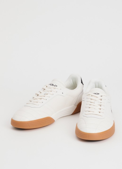 Ralph Lauren Broome sneaker van leer met logoborduring - detail 3 wit