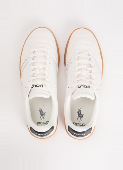 Ralph Lauren Broome sneaker van leer met logoborduring - detail 4 wit