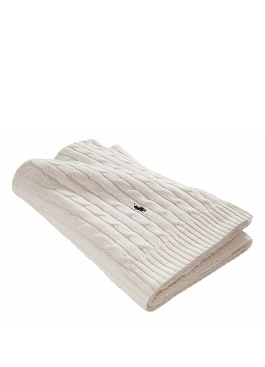 Ralph Lauren Cable plaid 127 x 178 cm - voorkant 2 steenrood