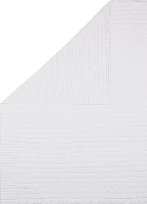 Ralph Lauren Cable plaid van katoen 127 x 177 cm - detail 2 wit