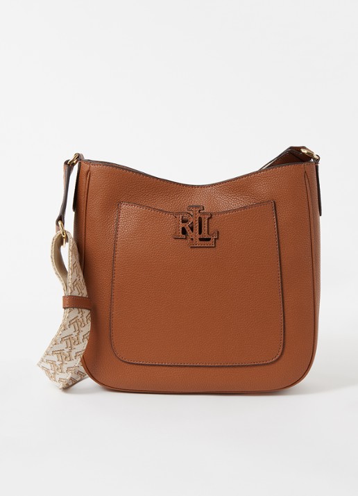Ralph Lauren Cameryn Medium crossbodytas van leer - voorkant 4 cognac