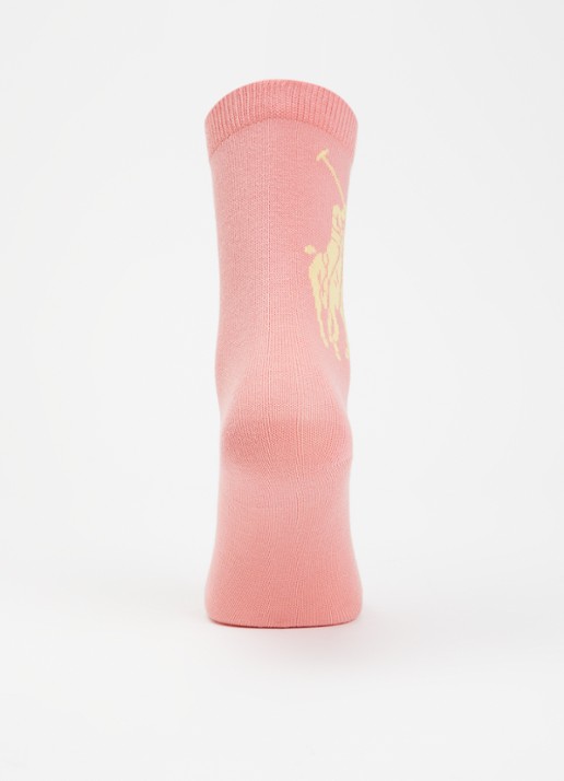 Ralph Lauren Candyshop sokken in katoenblend met logo in 3-pack - voorkant 2 koraalroze