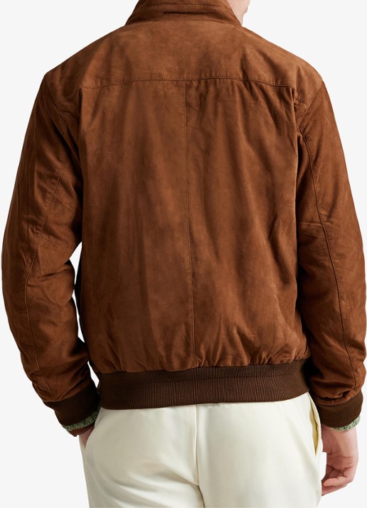 Ralph Lauren Charleton jack van geitensuède met opstaande kraag - achterkant 3 pale russet / roestbruin