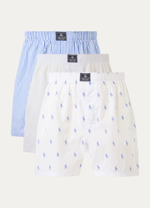 Ralph Lauren Classic boxershort van katoen in 3-pack - voorkant 2 blauw