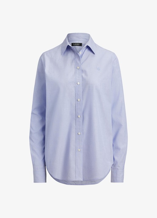Ralph Lauren Classic fit blouse met logoborduring - voorkant 2 lichtblauw