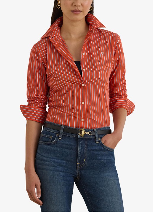 Ralph Lauren Classic fit blouse met streepprint en logoborduring