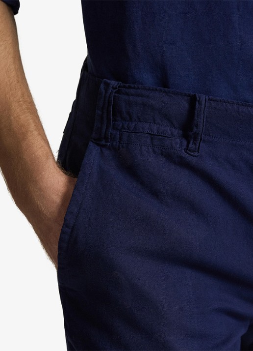 Ralph Lauren Classic fit korte broek in linnenblend - detail 3 spring navy / donkerblauw