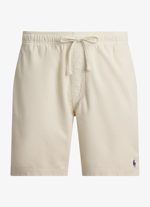 Ralph Lauren Classic fit korte broek van corduroy - voorkant warm cream-3b30