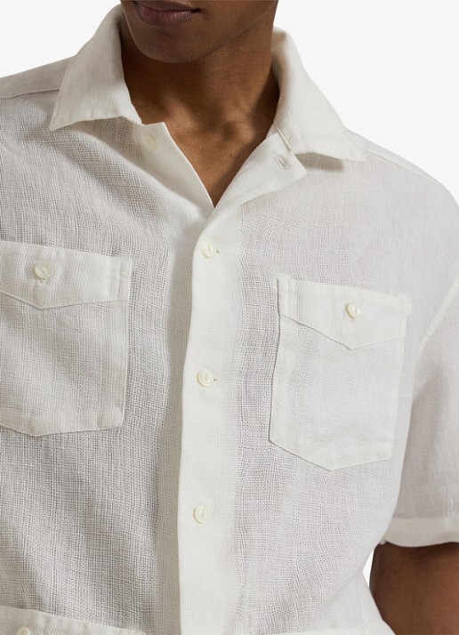 Ralph Lauren Classic fit linnen-katoenen overhemd - detail 4 white / wit