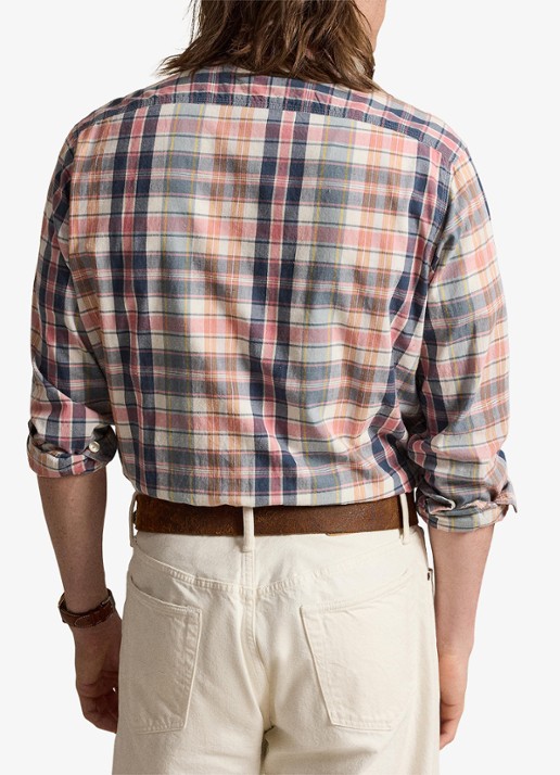 Ralph Lauren Classic fit madras overhemd met ruitprint - achterkant 5 grey navy multi / grijs