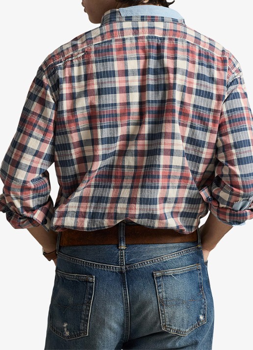 Ralph Lauren Classic fit overhemd met ruitdessin - achterkant 5 blauw