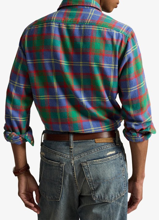 Ralph Lauren Classic fit overhemd met ruitdessin - achterkant 3 7391 royal green multi / groen