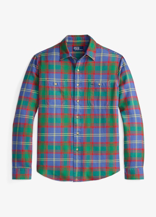 Ralph Lauren Classic fit overhemd met ruitdessin - voorkant 7391 royal green multi / groen